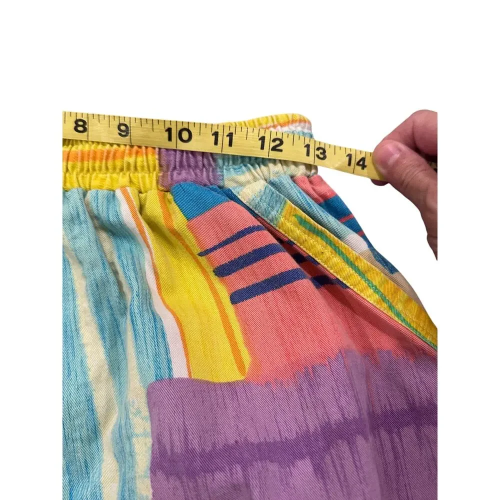 Vintage Sam's World Abstract Brushstroke Cotton Pull-On Shorts Vibe Art Print SM